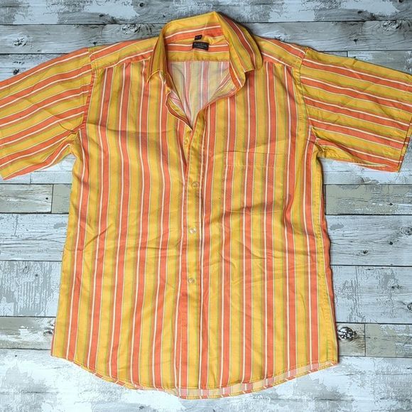 Paul Smith London orange green yellow vertical stripe button down 70's look - Picture 1 of 5